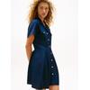 Hemdblusenkleid TOMMY HILFIGER "VIS TWILL S/S F&F MINI DRESS", Damen, Gr. 40, N-Gr, blau (marine), Web, Obermaterial: 100% Viskose, unifarben, casual, regular fit, Kurzarm, Kleider