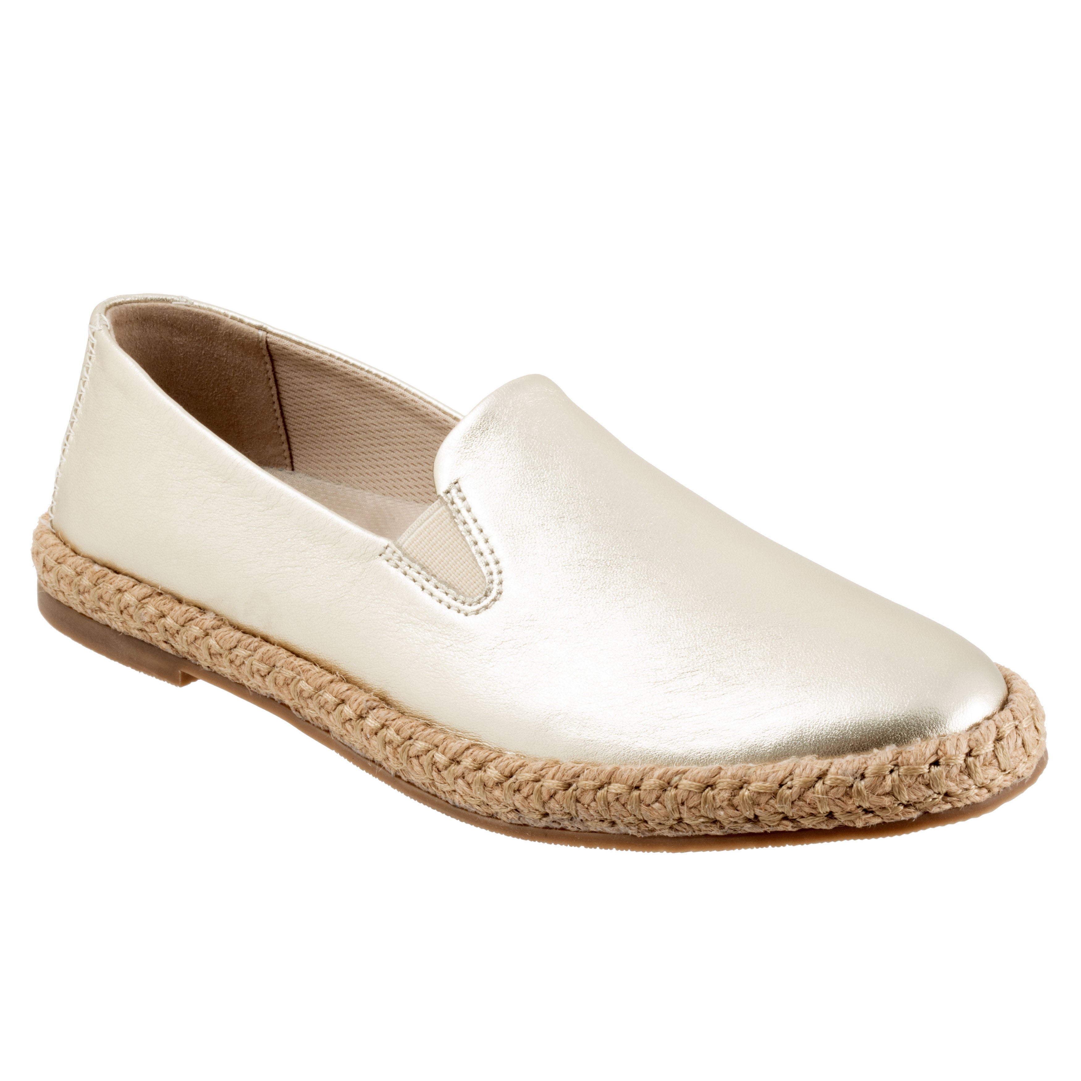Wide Width Women's Poppy Flat by Trotters in Champagne (Size 10 W)