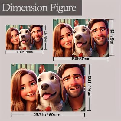 TEMU 1pc Personalized -style Cartoon Portrait Poster – Custom Picture For Couples, No Frame, Vibrant Animated Artwork, Home Decor Or Gift, Cartoon Poster Image