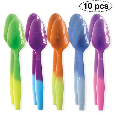 TEMU 10pcs Set Of Colorful, Reusable Mood Spoons, Free Of Bpa, To Cold Food Temperatures, Color - Ice Cream, Yogurt, Cold Drinks, 5 Colors Image