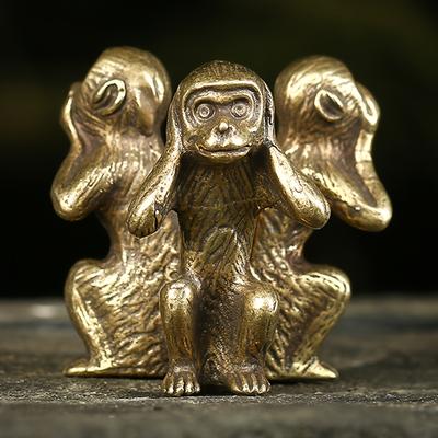 TEMU 3 Brass Monkey Ornaments Set, Exquisite Desk Office Desk Ornaments, Monkey Ornaments Image