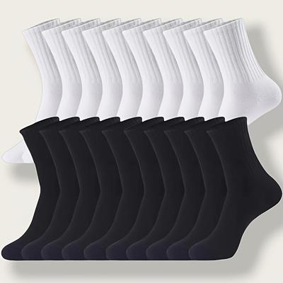 TEMU 5/10 Pairs Of Socks, White Socks, Solid Color Socks, Suitable For Spring And Summer , Business Socks, Sports Socks, Crew Socks Image