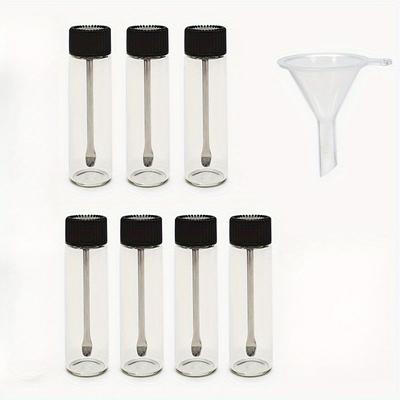TEMU 8pcs/set, 7 Glass Containers With 1 Funnel Spoon, Multifunctional Storage Capacity Image