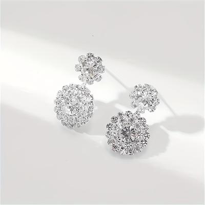 TEMU Elegant Vintage-inspired Rhinestone Drop Earrings - Sparkling Crystal Teardrop Design, & Special Occasions, Everyday Earrings|teardrop Dangle Earrings|rhinestone Earrings Image