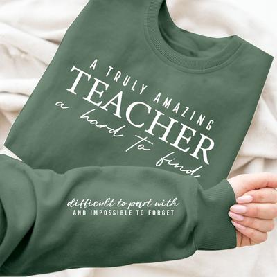 TEMU Teacher Print Pullover Sweatshirt, Casual Long Sleeve Crew Neck Sweatshirt For Fall & Spring, Women's Clothing Image
