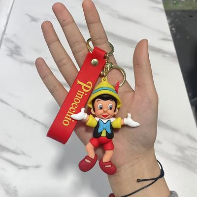 TEMU Keychain - Vintage Retro Design With Costume, Long Nose & Wooden Shoes - Durable Plastic Collectible Bag Charm For Women, Students, Fans, Student Accessory, Character Design, Vibrant Accessory Image