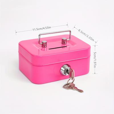 "TEMU 1pc Metal Keylock Storage Box, Money Box, Adult Box, Coin Box, Adult Box, Box, Cash Register 4.5 * 3.8* 2.3"/11.5 * 9.9 * 5.8cm" Image