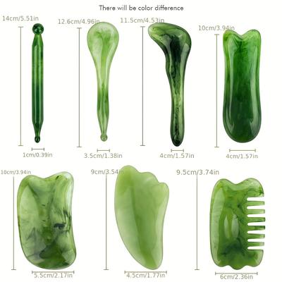 TEMU 7pcs Guasha Beauty Massage Scraping Massage Scraper 7pcs Gua Sha Scraping Massage Tool, Natural Resin Guasha Tool Massage Tools Set For And Neck Release, Relax Muscle