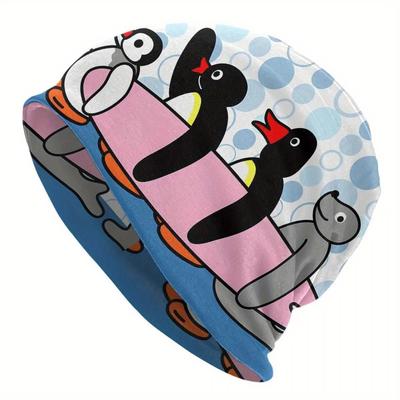 TEMU 1pc Cute Penguin Pullover Hat For Men And Women, Thin Beanies Outdoor Ski Cap Double Layer Fabric Bonnet Hat Image