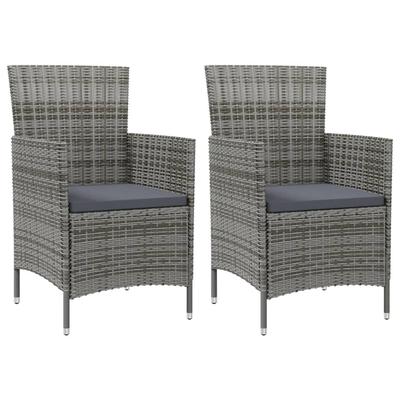 TEMU Garden Chairs With Cushions 2 Pcs. Poly Rattan Gray, Outdoor Furniture Set, , Easy-to-clean Pe Rattan, Thickly Padded Cushion Image