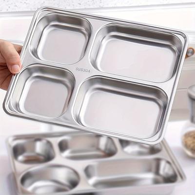 TEMU 1 Grid Stainless Steel Home Classification Plate Compartment Plate Lunch Box Image