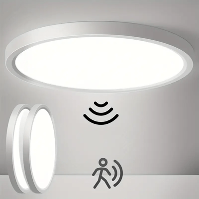 TEMU Iegled 18w Led Ceiling Light With Motion Detector, 4000k Led Ceiling Lamp, With Human Sensor Motion Detector, 1800lm Suitable For Stairs Basement Garage Carport Toilet, Round (1 Pcs/2 Pcs ) Image