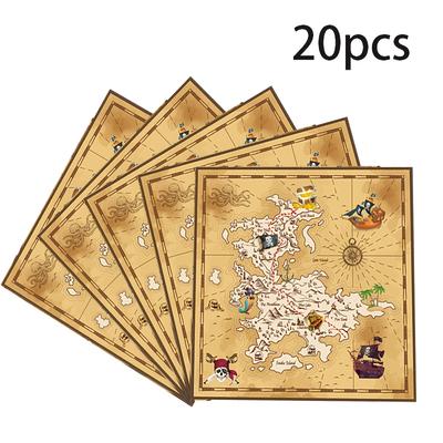 TEMU 20pcs Pirate Theme Party Paper Towels, Nautical Adventure Style Disposable Tablecloths, Suitable For Pirate Birthday Parties, Sailing Gatherings, Treasure Hunt Themed Banquet Decorations Image