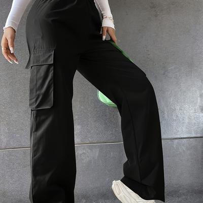 TEMU Men's Casual Cargo Pants With Large Pockets - Black, Comfortable, Stylish For Spring/summer/fall, Everyday |stylish Casualwear| Image