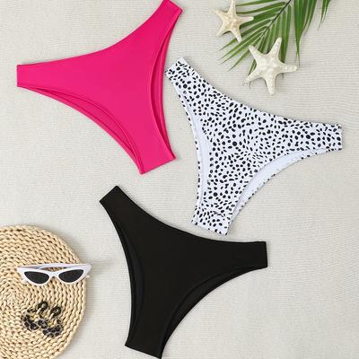 TEMU Women's Bikini Bottoms, Set Of Three, Mixed Colors, . Image