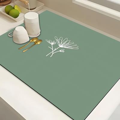 TEMU 1pc Bohemian Grid Pattern Absorbent Drying Mat, Polyester Dish Draining Pad, Multipurpose Coffee Machine Absorbent Mat, Kitchen Worktop Protector, Vanity Cup Mat, Kitchen & Bathroom Accessory