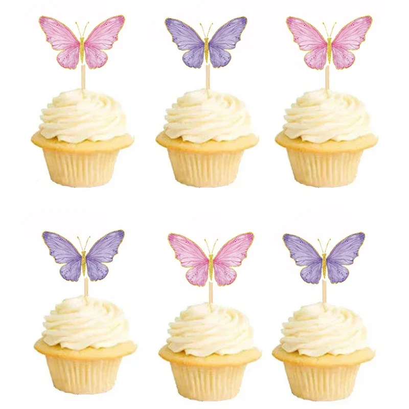 10 Stücke Biene Schmetterling Sonnenblumen Kuchen Topper Party Dekoration Holz Top Hochzeit Papier Tasse Kuchen Papier Geburtstag Dekoration Image