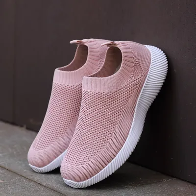 Ladies' Shoes, Breathable Running Sports Shoes Outdoor Lightweight Mesh Shoes Sliding Flat Walking