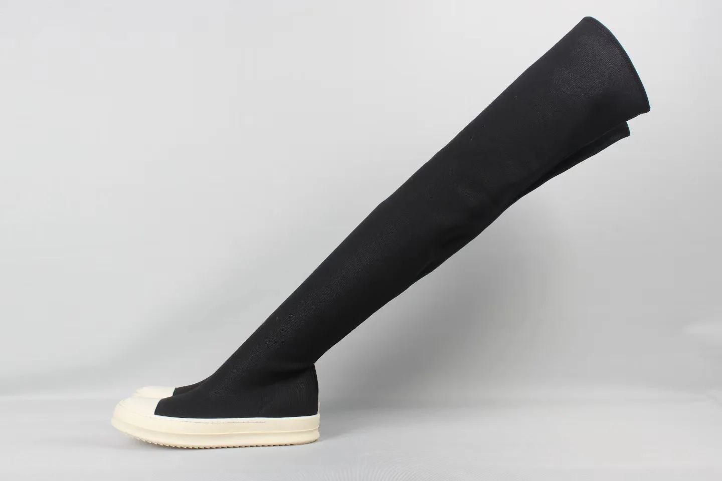 Männer Über Knie Hohe Stiefel Frauen Leinwand Motorrad Schuhe Casual Plattform Luxus Herbst Socke Designer Lange Stiefel Schwarz