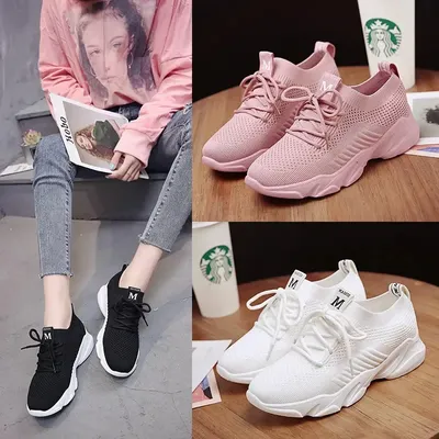 2025 casual sports shoes women's fashion trend running shoes soft-soled mother shoes mesh breathable
