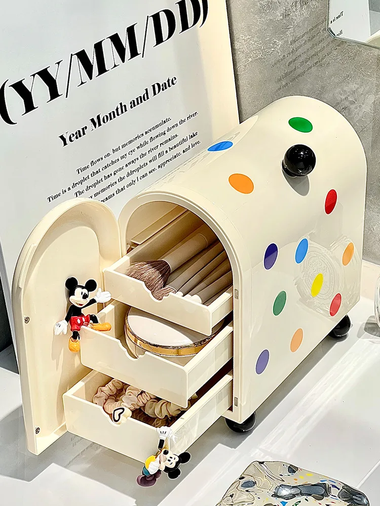 Studentenwohnheim Desktop Polka Dot Aufbewahrungsbox Schminktisch Lippenstift Schmuck Schutt Sortierbox Schublade Kosmetik Aufbewahrungsbox