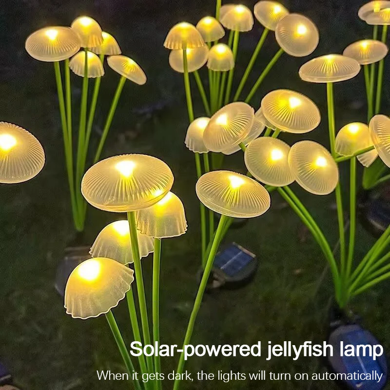 Solar-Gartenleuchten, Dual-Modus, LED-Solar-Pilzleuchten, wasserdicht, Dekor, Hof, Terrasse, Weg, Qualle für 1 Stück/2/4 Stück Gartenlampen