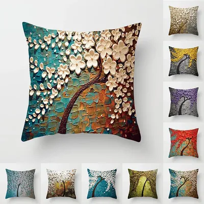2D Nordic Ölgemälde Baum Wohnzimmer Sofa Kissenbezug Schlafzimmer Nachttisch Kissenbezug Image