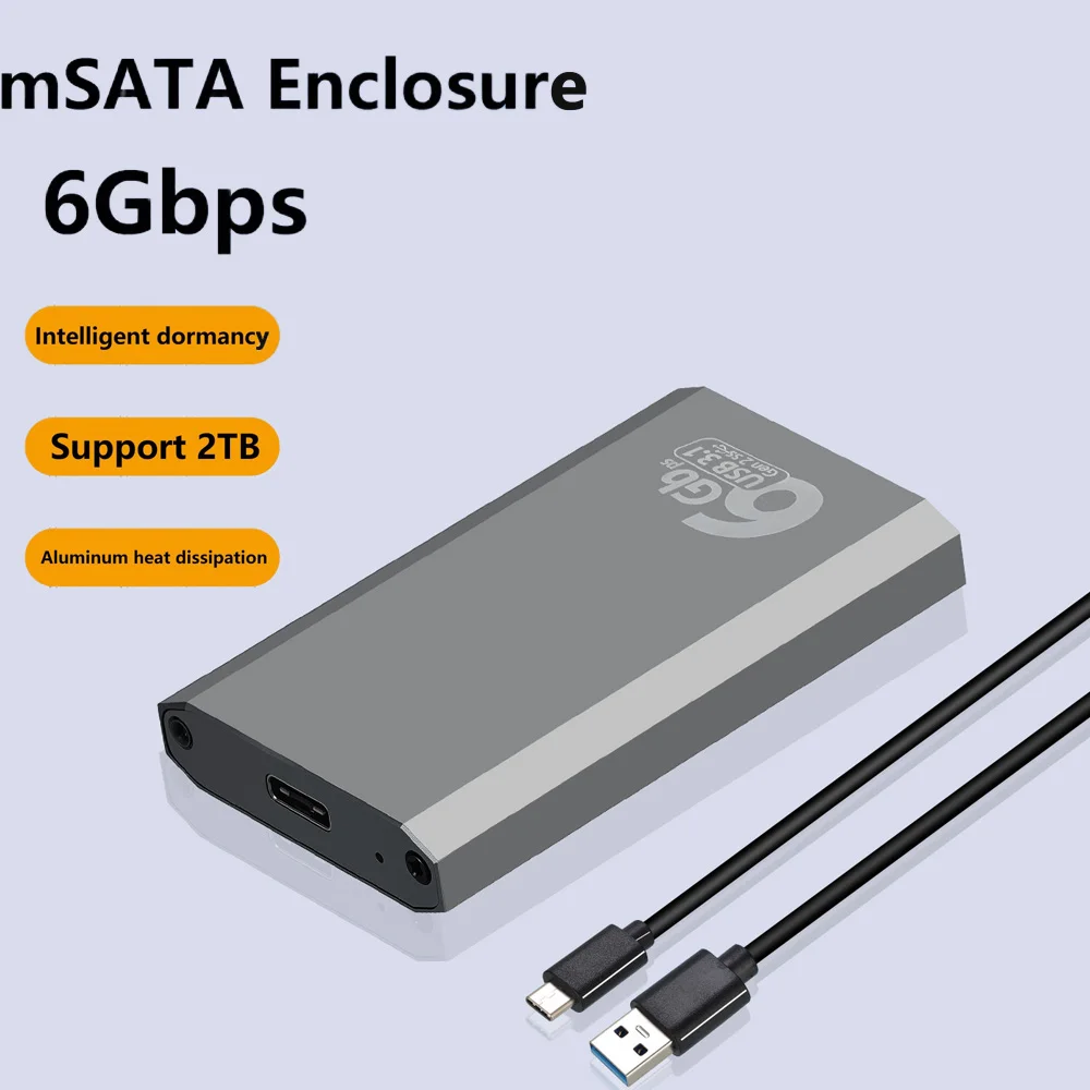 mSATA zu USB 3.1 SSD-Gehäuse, externe Festplatte, Festplattenbox, Gen2, 10 Gbit/s, Aufbewahrungskoffer-Adapter für PC-Zubehör Image