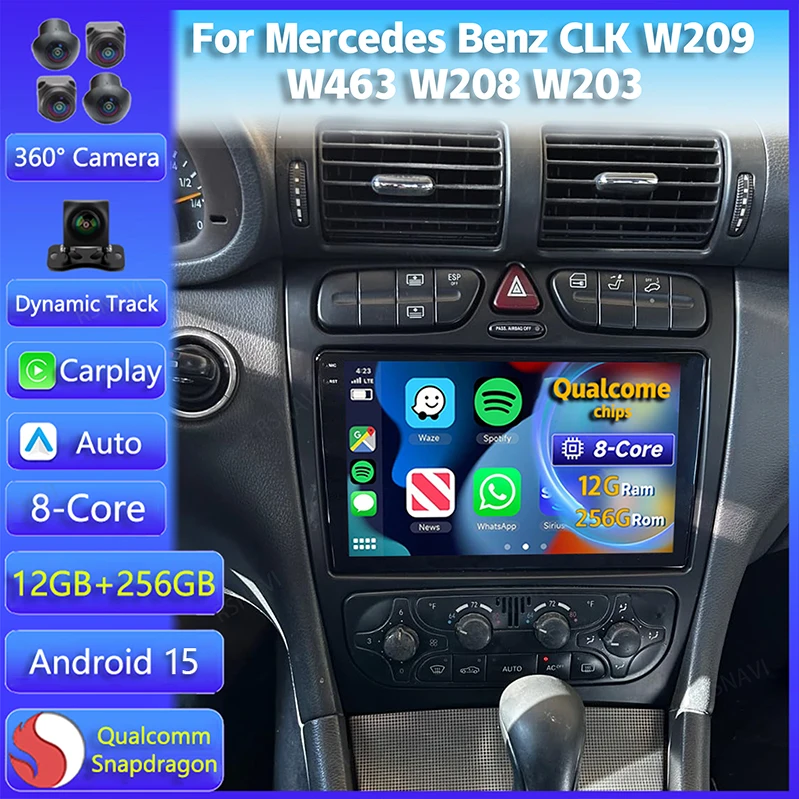 Android 15 Carplay Auto Für Mercedes Benz CLK W209 W463 W208 W203 Multimedia Auto Radio Player WIFi + 4G 8 core DVD Stereo Kopf Einheit Image