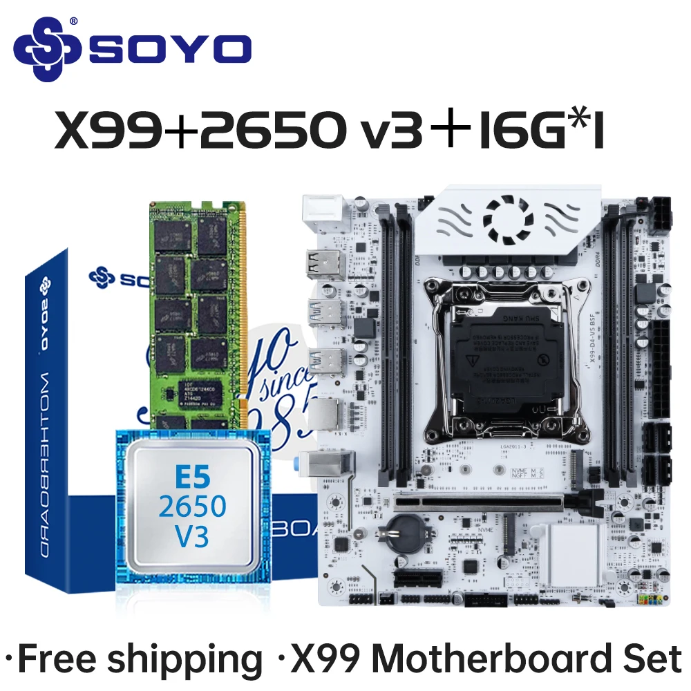 SOYO X99 C612chip Motherboard Kit mit Intel CPU E5 2650 V3 DDR4 16G * 1 2133 MHz ECC RAM für Gaming Computer Komponenten Mainboard