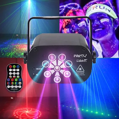 DJ Lights Disco Party Lichter 6/8 Loch Multi-Muster Fernbedienung Blitzlichter Laser Bühnenlichter Umgebungslichter