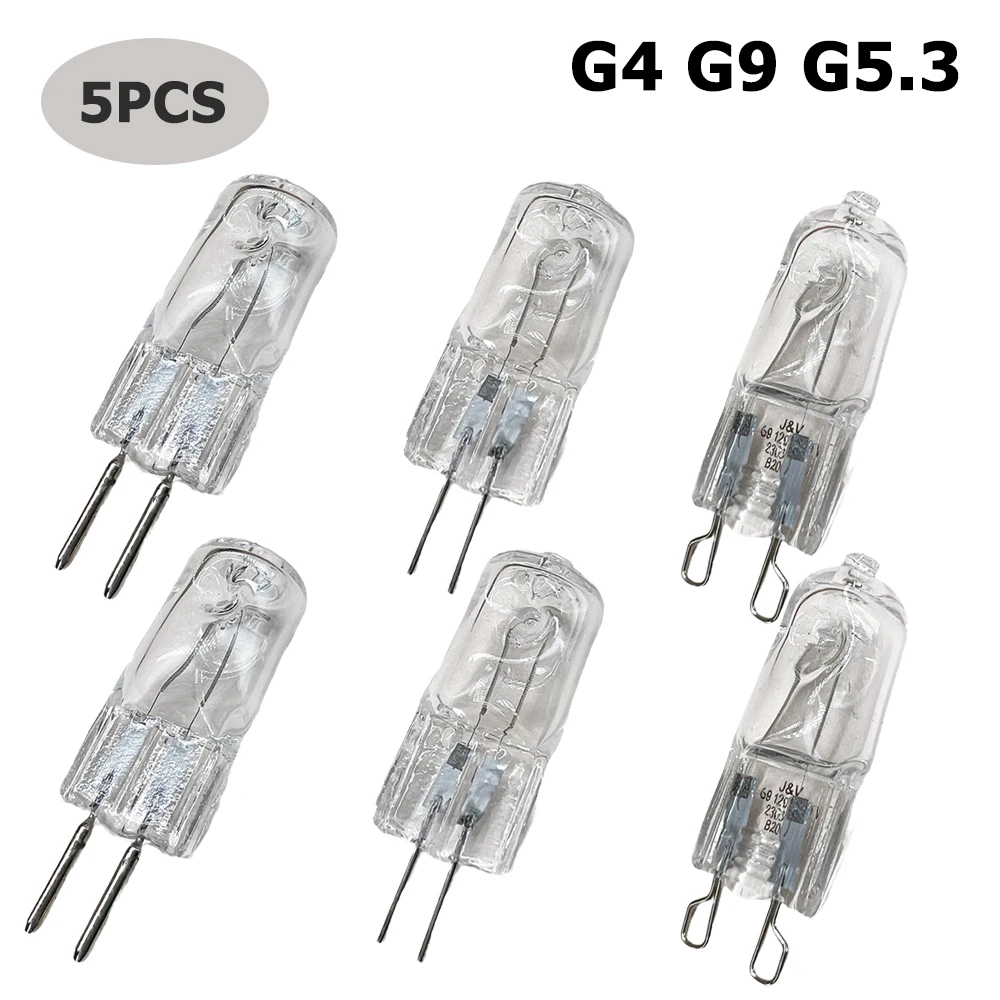 5 ​ Stück/Lot Mini 20W-60W Halogenlampe G4 G9 G5.3 Warmweiß Glühbirne 12V 220V Mini Halogenlicht für Zuhause Kronleuchter Scheinwerfer