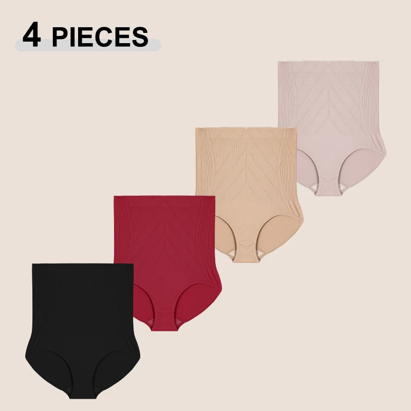 4PCS Nahtlose Hohe Taille Engen Bauch Form Slips für Frauen Mode Dünnen Körper Abnehmen Unterwäsche Weibliche Gemütliche Atmungsaktive höschen Image