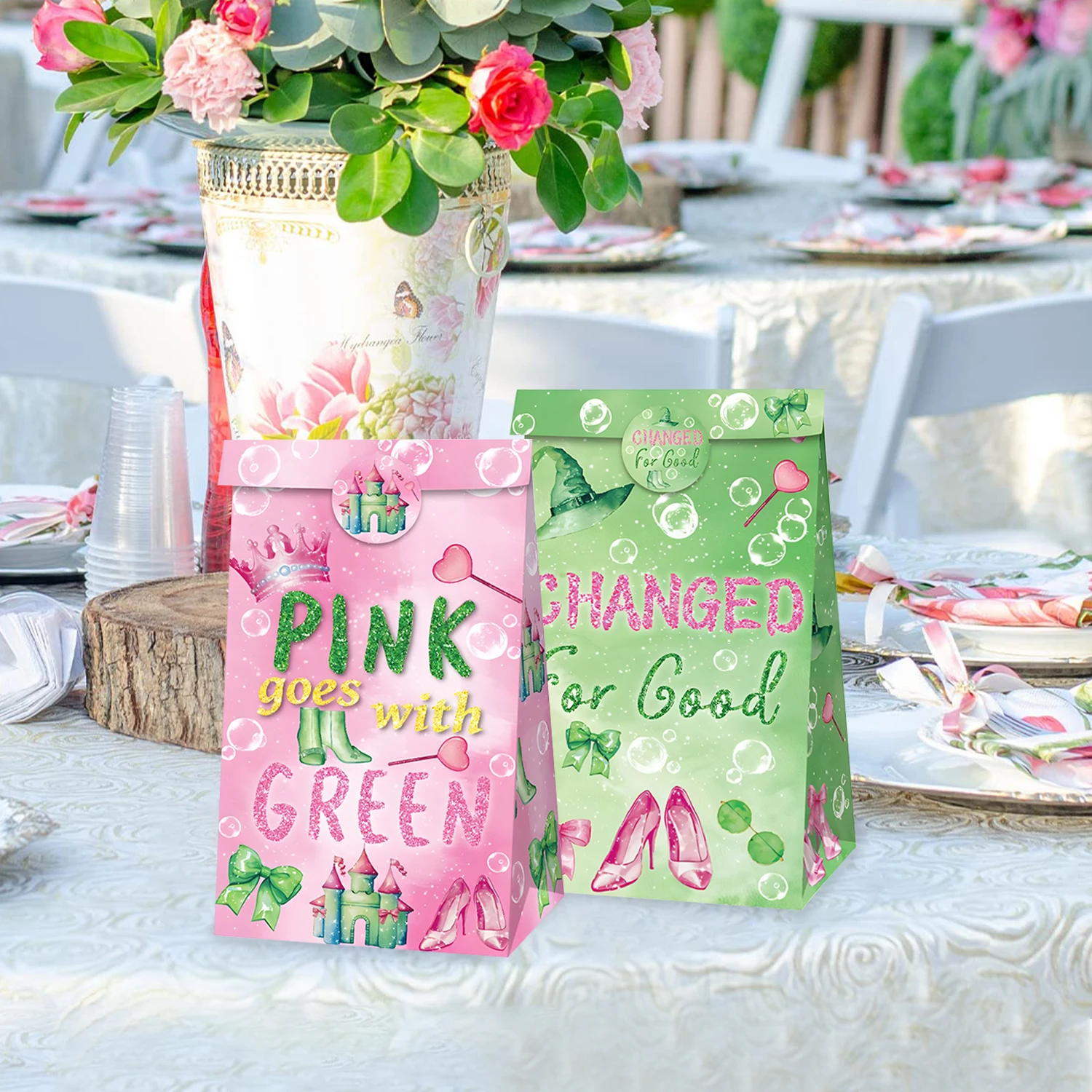 12 Stück magische böse Hexe Geburtstagsparty-Geschenktüten Geschenktüten Bulk mit Griffen Merchandise Bags Goodie Candy Bags für Kinder Bi