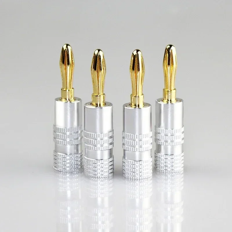 4 Stück/10 Stück Bananenstecker, 4 mm Lautsprecher-Bananenstecker, 24 Karat Kupfer, vergoldet, 4 mm Bananenstecker, passend zu 4 mm Bindungspfosten Image