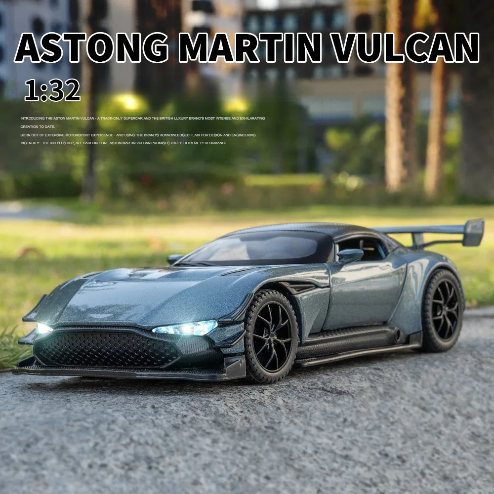 1:32 Aston Martin Vulcan Sportwagen Simulation Druckguss Metall legierung Modell auto Sound Licht zurückziehen Sammlung Kinder Spielzeug Geschenke Image