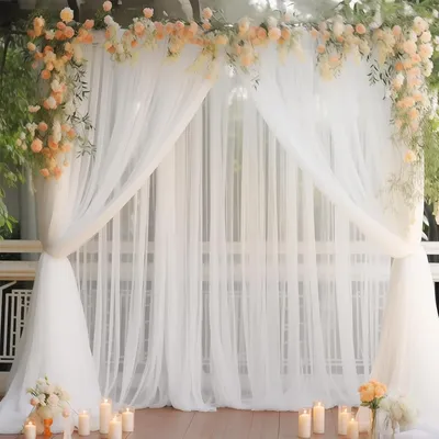 1/2PC Mesh Chiffon Backdrop Curtains Sheer Fabric Backdrop Drape Drapes for Birthday Bridal Shower Wedding Arch Party Decoration