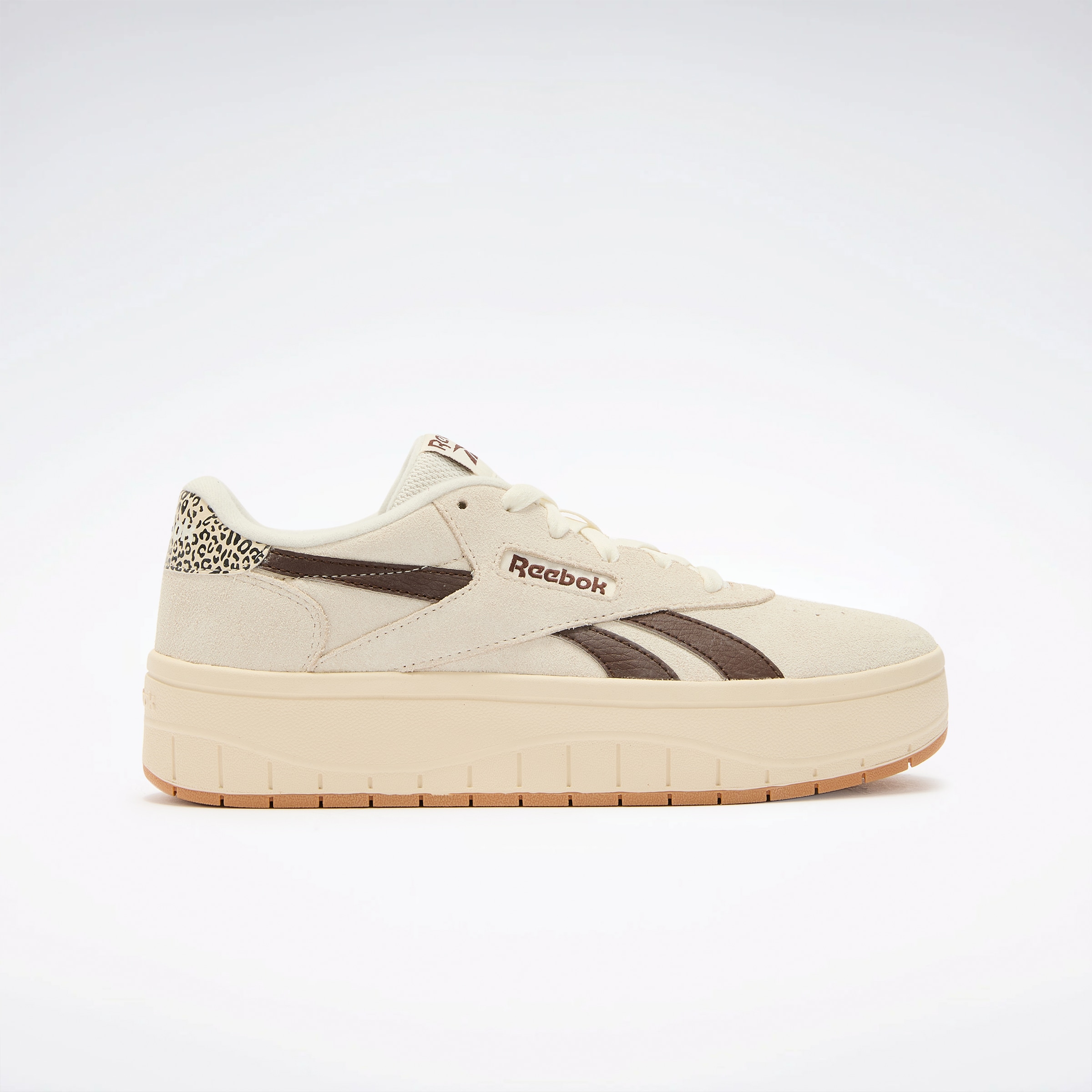 Sneaker REEBOK CLASSIC "REEBOK COURT ADVANCE SURGE", Damen, Gr. 38, chalk, chalk, unearthed braun, Synthetik, Textil, animal-print, Schuhe Sneaker, mit Animal-Print/ Cheetah-Optik