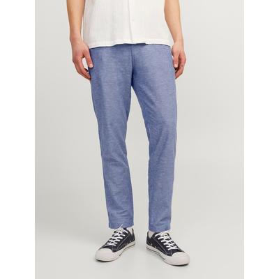 Chinohose JACK & JONES "JPSTACE SUMMER CHINO PANT SN", Herren, Gr. 34, Länge 34, blau (faded denim detail:melange), Web, Obermaterial: 74% Baumwolle, 26% Leinen, meliert, modisch, slim fit knöchellang, Hosen Image