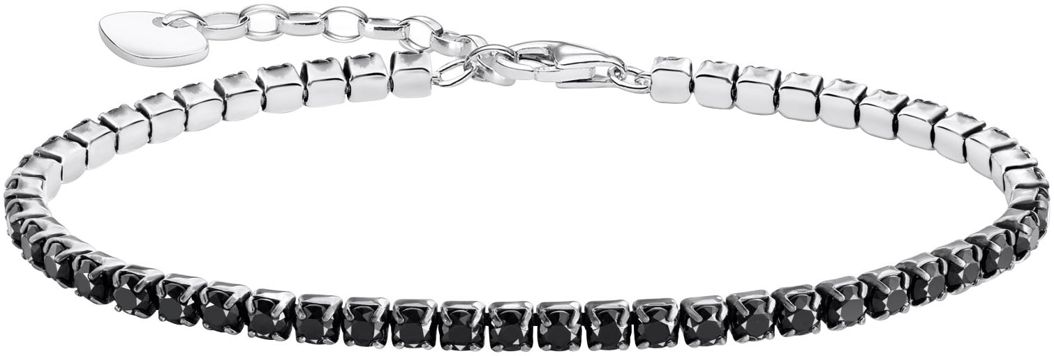 Tennisarmband THOMAS SABO "weiß oder schwarz" Gr. 21, silber (silberfarben, schwarz, schwarz), Armbänder, Damen, 21, Silber 925 (recycelt), Tennisarmband, mit Zirkonia (synth.)
