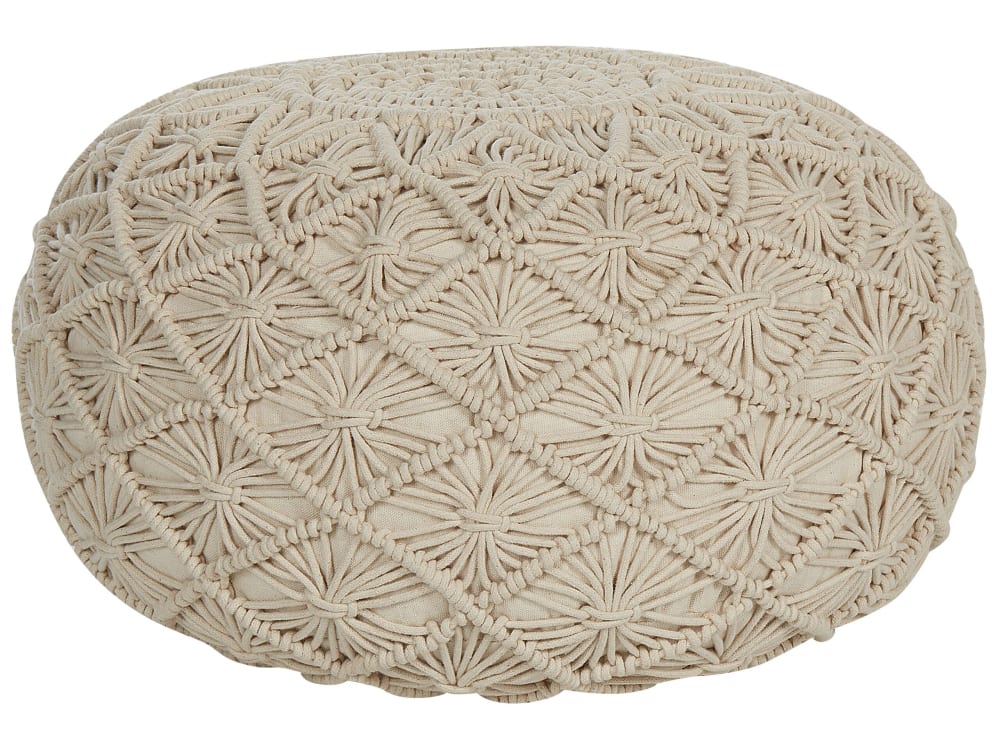 Pouf en tissu beige 50x30cm