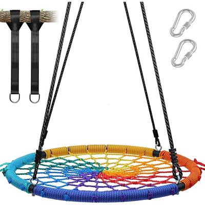 750 pound 40 inch children's tree spider web swing steel frame and 2 straps rainbow swing