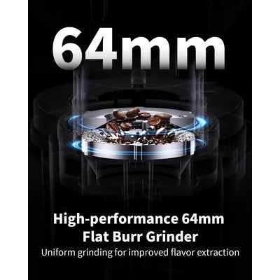 Professional 64mm Burr Coffee Grinder with 100 Grind Settings and All-Metal Chamber, Coffee Bean