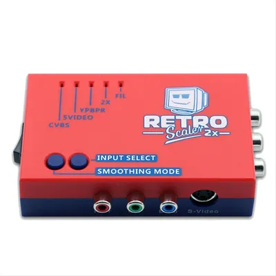 Newest! For RetroScaler2x AV to HD Converter Line-Doubler for Retro Game Consoles PS2 N64 NES Dreamcast Saturn MD1 MD2,Red