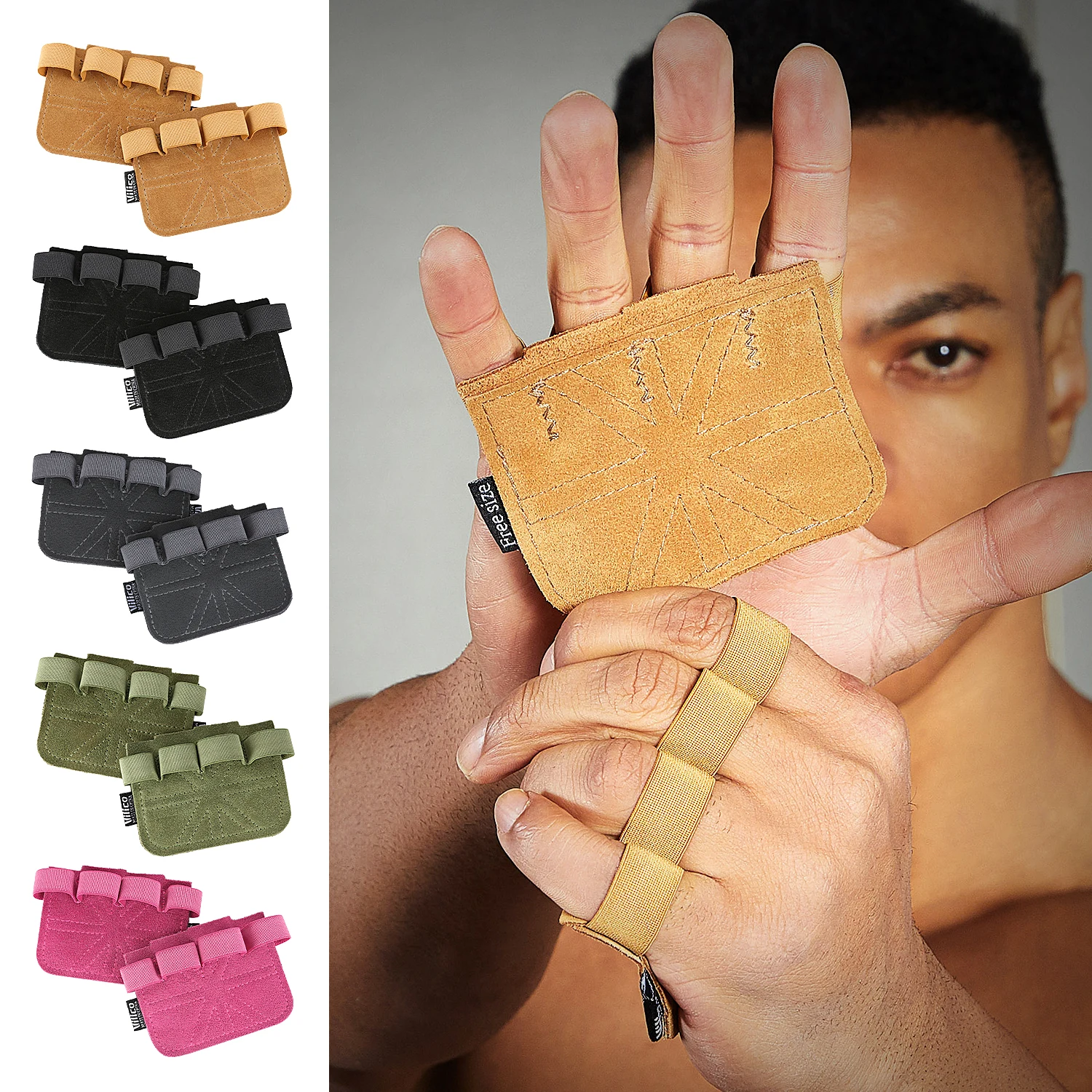 Cowhide weightlifting training gloves with palm protection for men