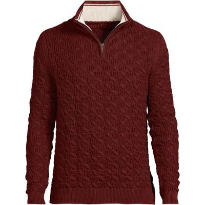 Textured Drifter Half Zip Jumper, Men, size: 38-40, regular, Orange, Cotton, by Lands' End