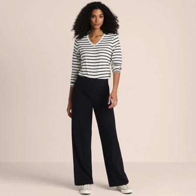 Starfish Wide Leg Stretch Jersey Trousers, Women, size: 10-12, regular, Black, Cotton-blend, by Lands' End