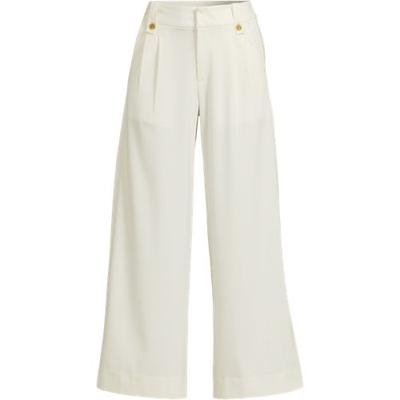 Lightweight Stretch Wide Leg Cropped Trousers, High Waisted, Women, size: 10, petite, Ivory, Spandex/Viscose/Rayon-blend, by Lands' End