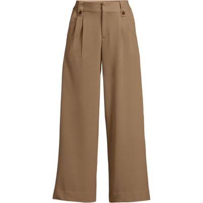 Lightweight Stretch Wide Leg Cropped Trousers, High Waisted, Women, size: 12, petite, Misc, Spandex/Viscose/Rayon-blend, by Lands' End