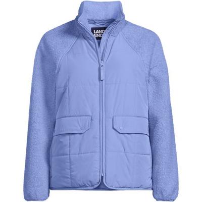 Sherpa and Quilt Jacket, Women, size: 24-26, plus, Blue, Polyester, by Lands' End